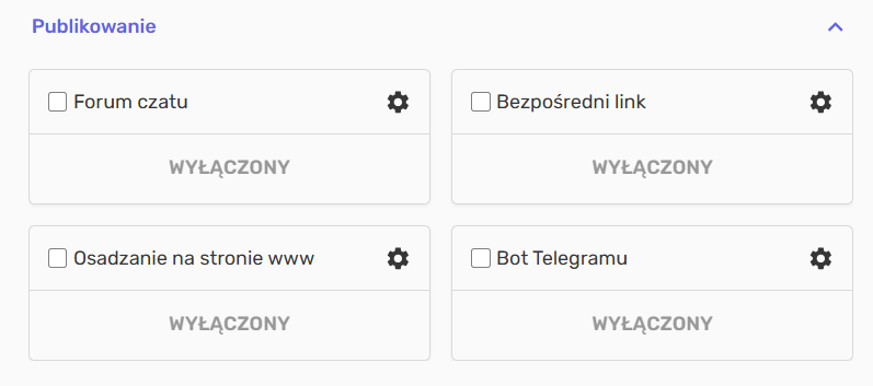 Opcje publikowania Chatbotów Eleo
